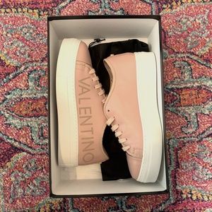 Valentino Dalia Pink Platform Leather Sneakers